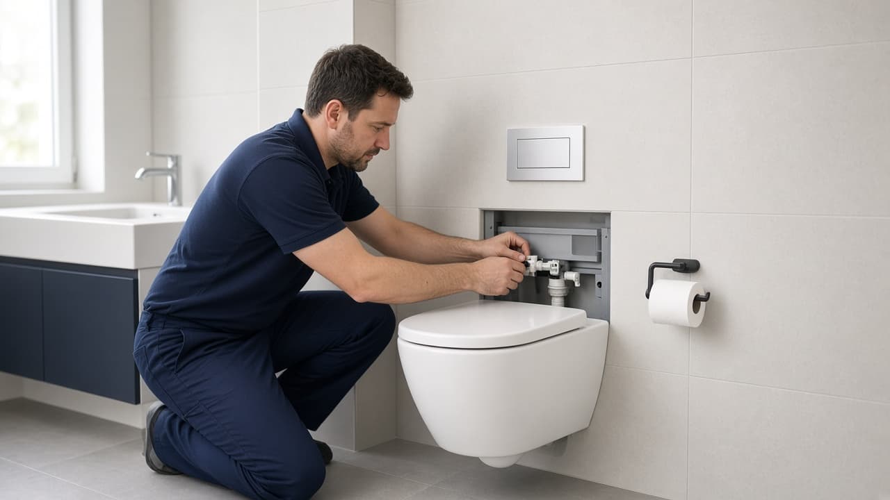 Plumber installing bathroom fixtures in Murfreesboro
