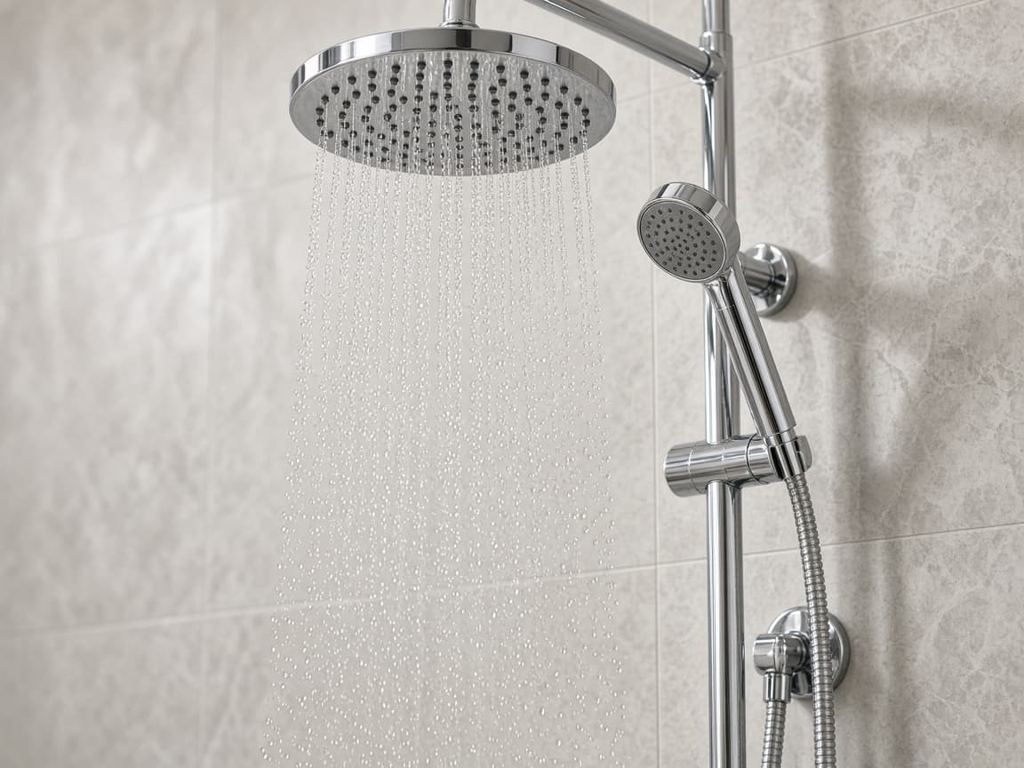Chrome shower plumbing detail for Thompson's Station