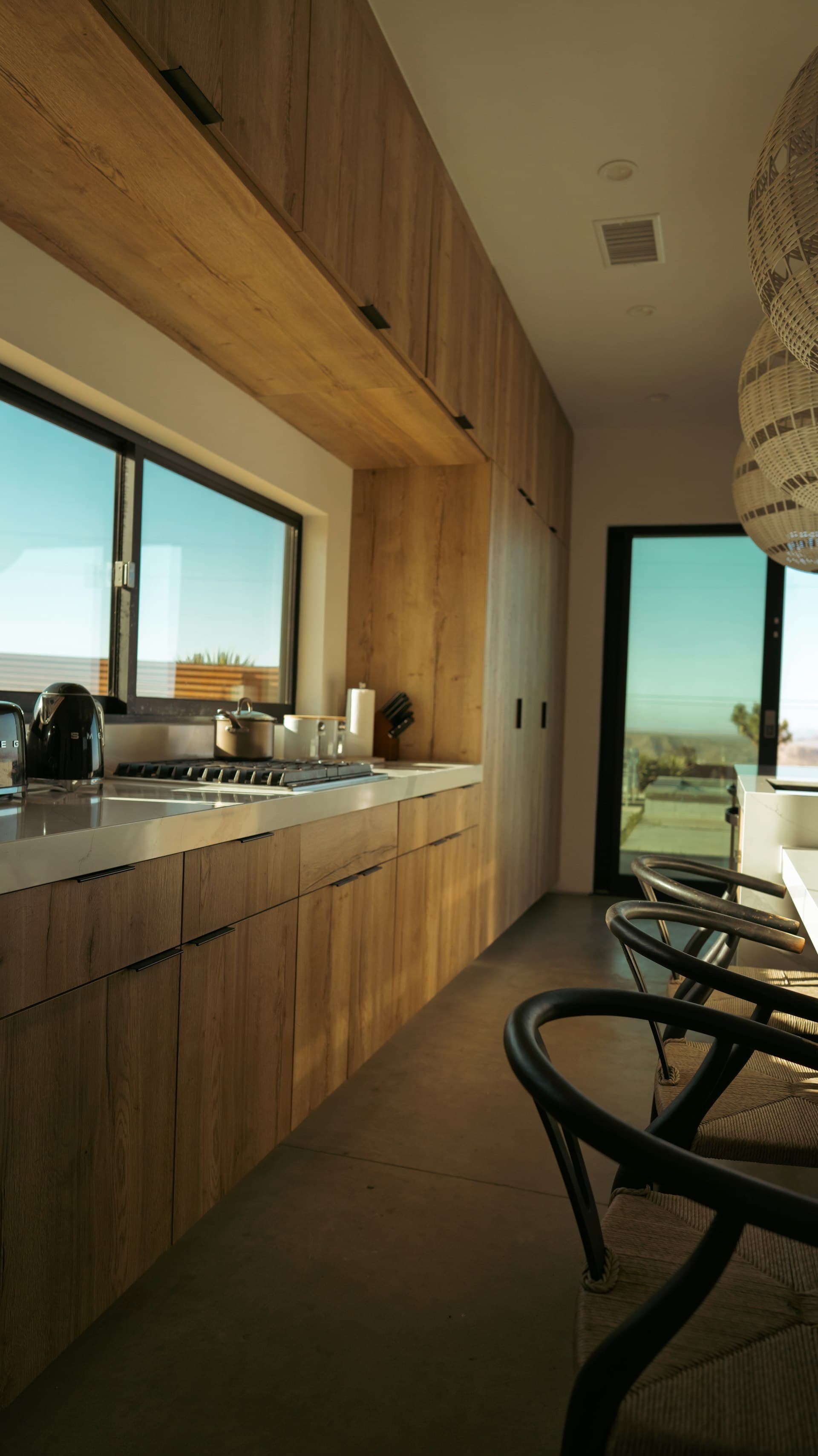 Bright modern kitchen with wood cabinetry